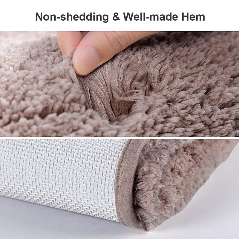 VANZAVANZU Toilet Rugs for Bathroom U Shaped, Contour Bath Rugs for Toilet Bath Mats for Bathroom Non Slip Extra Soft Absorbant Microfiber Shaggy Thick Toilet Rugs U Shaped (U 20"*24", Taupe) - Image 5